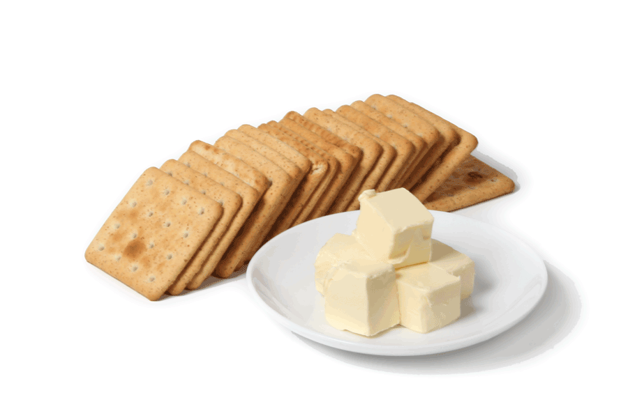 Crackers and butter for cheesecake crumbcrust