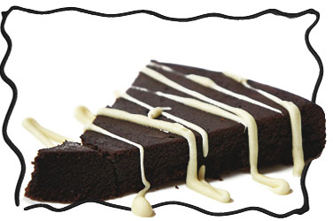 Slice of flourless chocolate cake