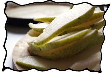 Thin fresh pear slices
