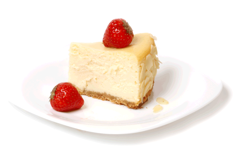 Slice of New York cheesecake with strawberries