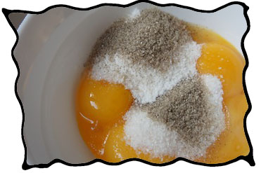 Egg yolks, sugar and vanilla sugar powder